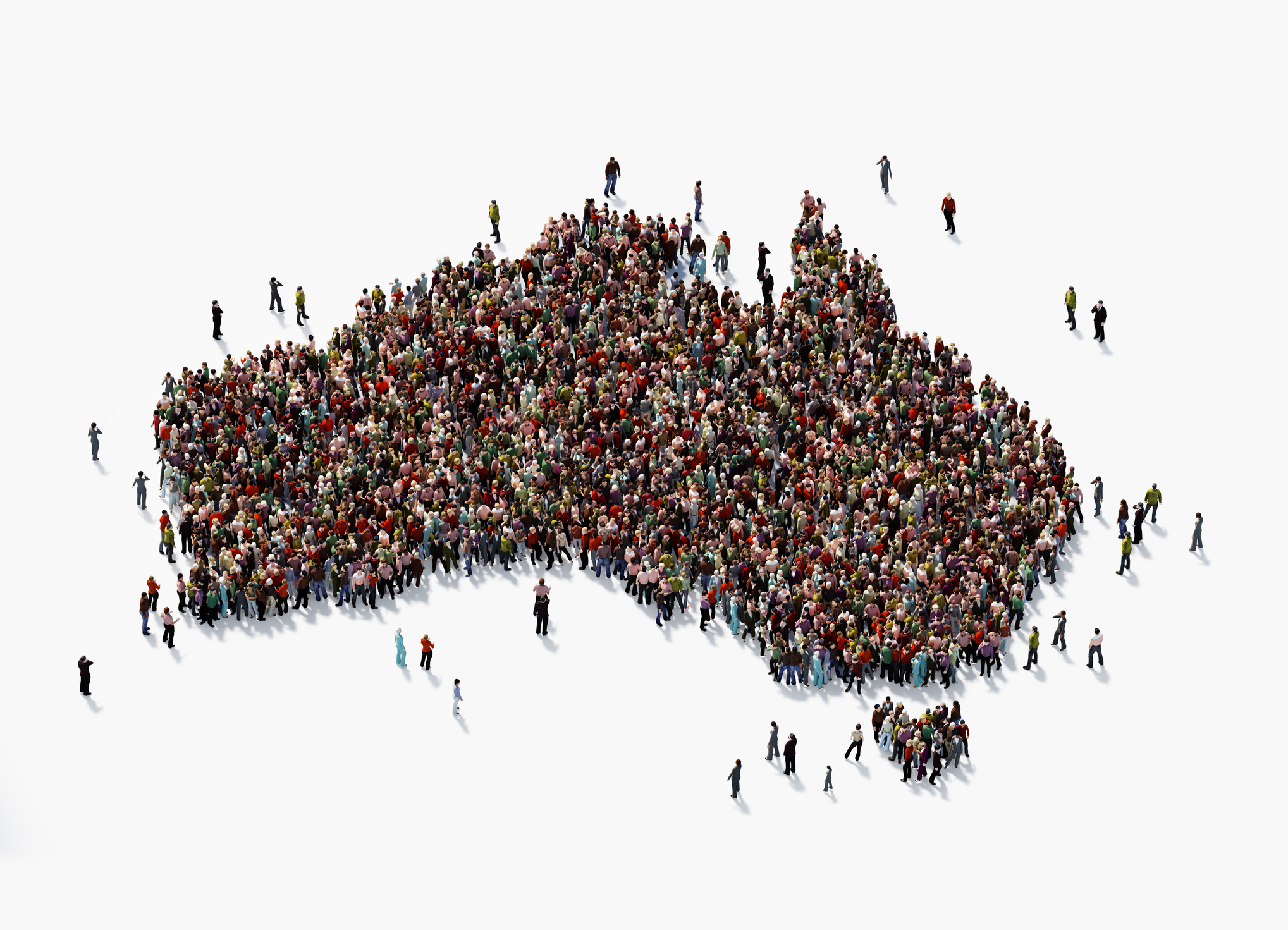 Human Crowd Forming south Australia Continent