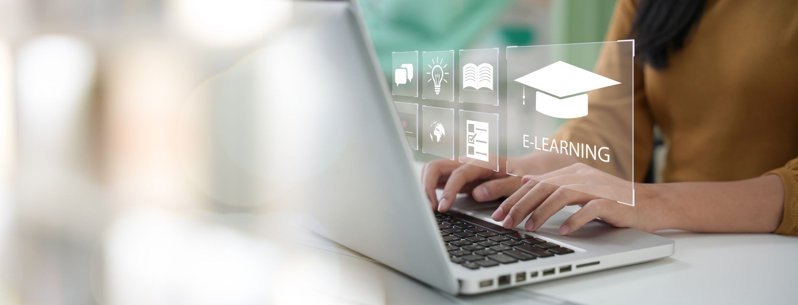 Woman use Online education training and e-learning