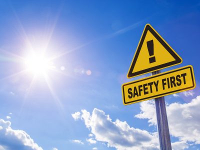 Safety first road sign